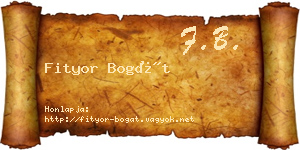 Fityor Bogát névjegykártya